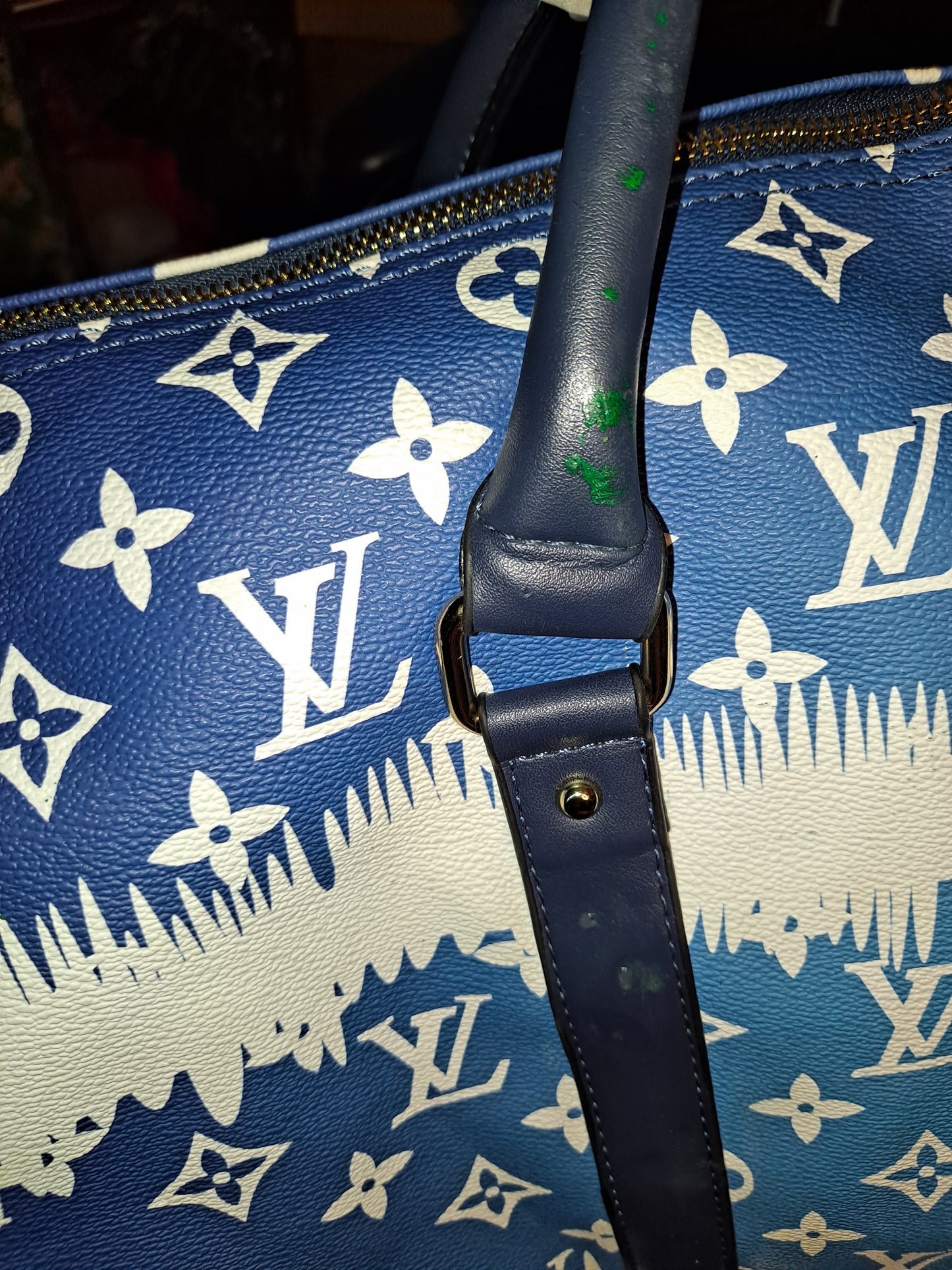 LV BLUE DUFFLE BAG NO LONG STRAP