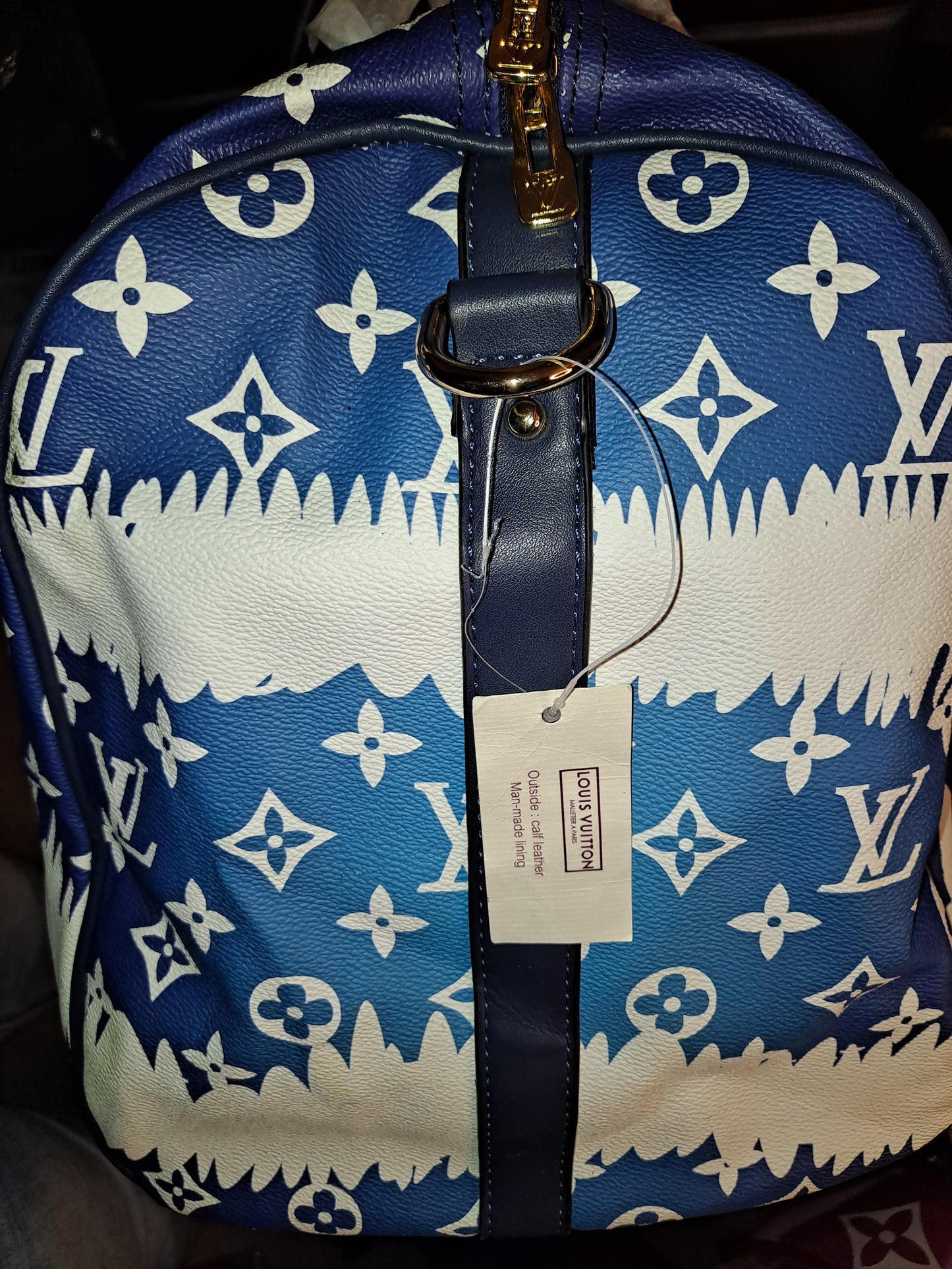 LV BLUE DUFFLE BAG NO LONG STRAP