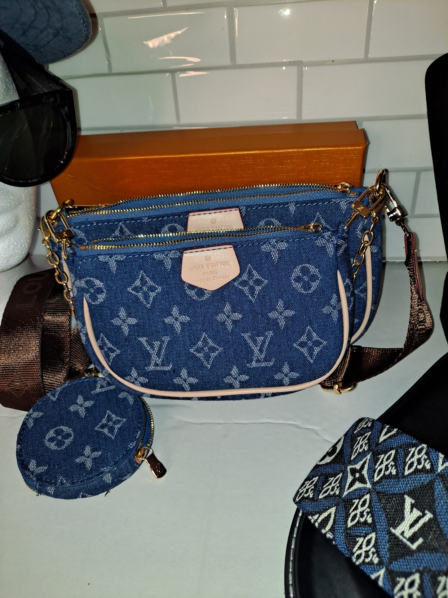 ON HAND LV BLUE DENIM BAG