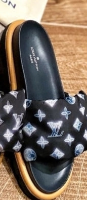 PRE-ORDER LV CLOTH VELCRO SLIDES