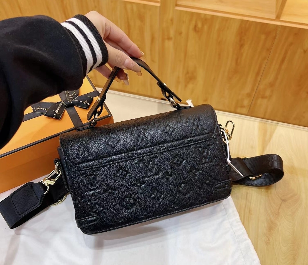 LV BLACK EMBOSSED CROSSBODY BAG