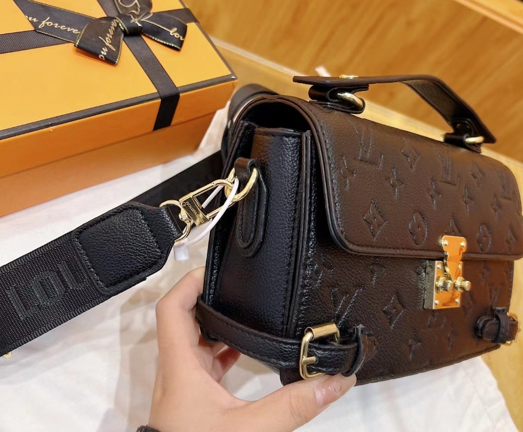 LV BLACK EMBOSSED CROSSBODY BAG