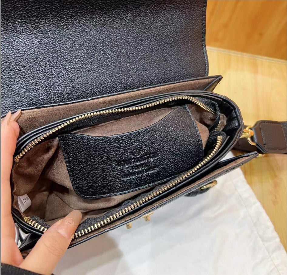 LV BLACK EMBOSSED CROSSBODY BAG