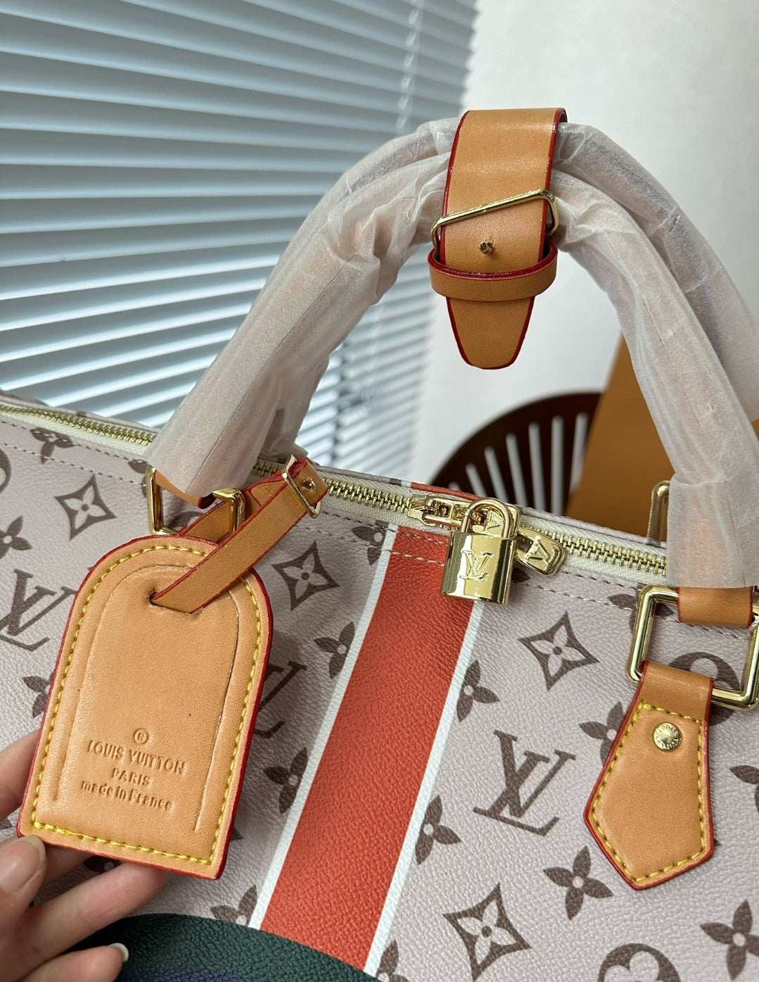 LV RED STRIPE DUFFLE BAG 73240170