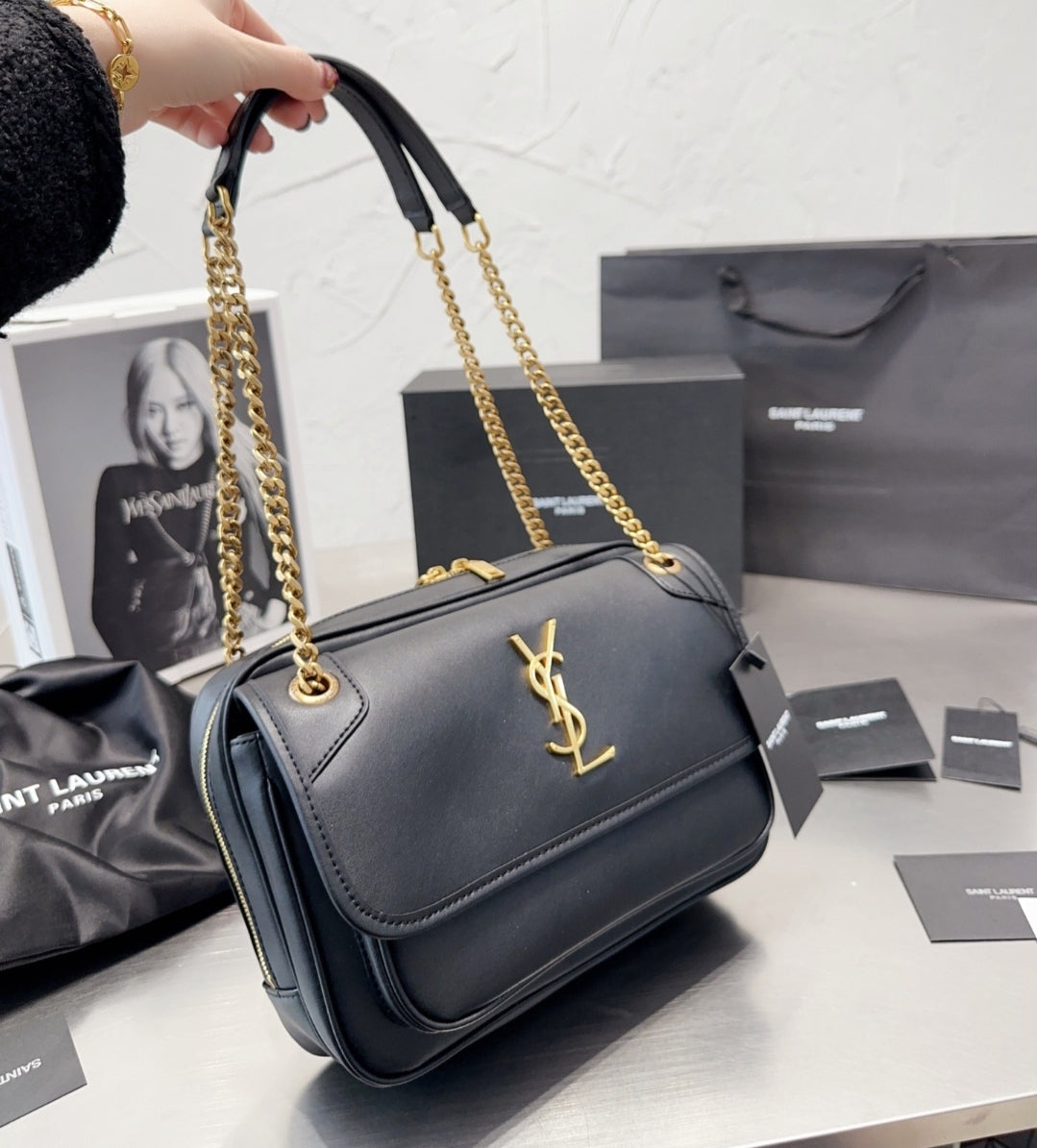 YLS CROSSBODY GOLD CHAIN STRAP BAGS 7636205