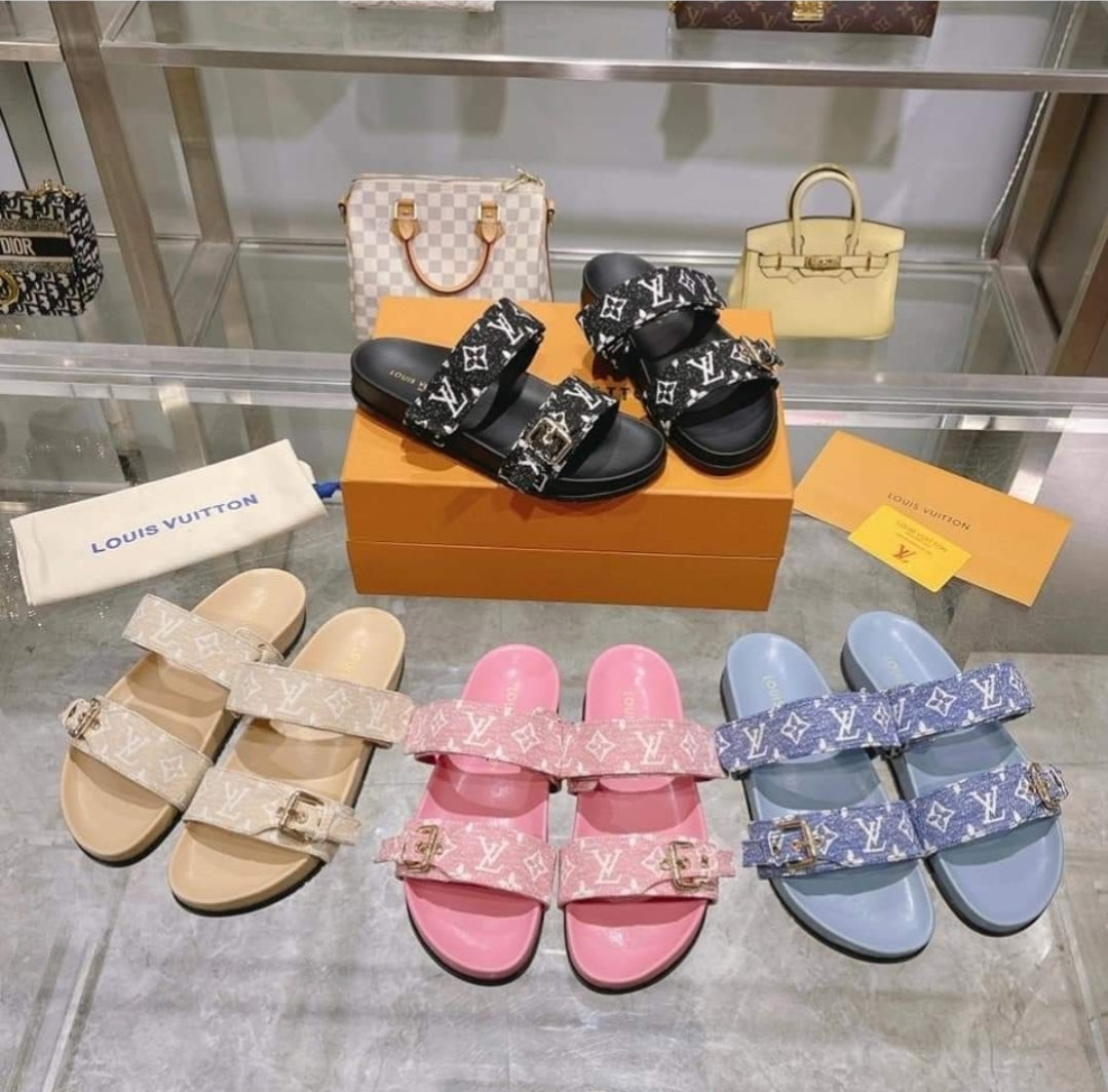 LV 2 STRAPS BUCKLE SLIDES
