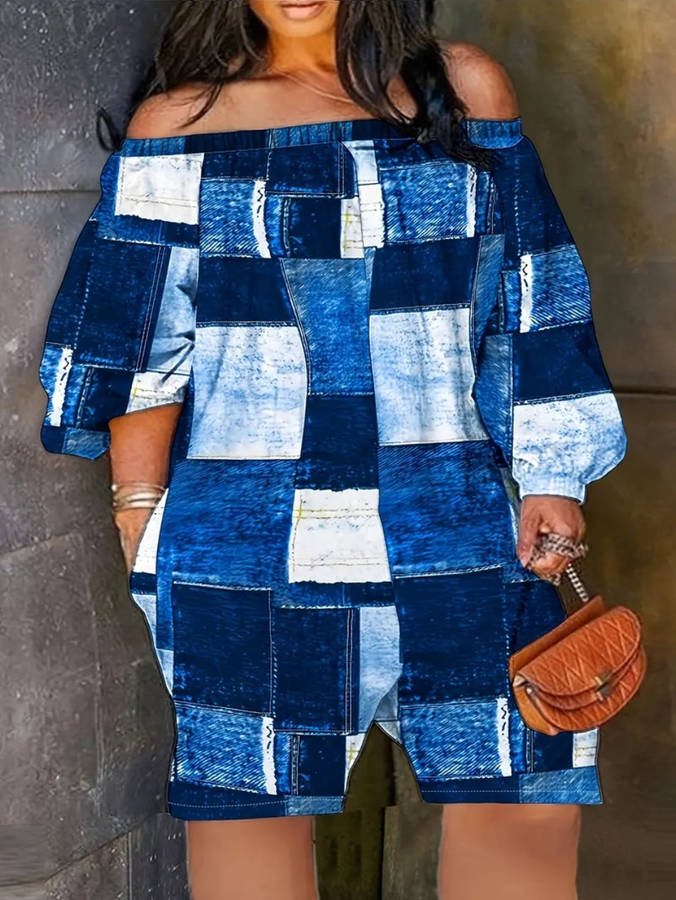 PRE-ORDER BLUE PATCHES ROMPER OUTFIT