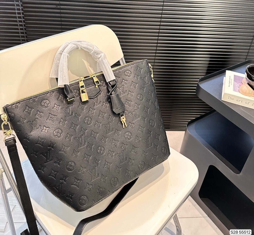 PRE-ORDER LV BLACK LOCK ZIP EMBOSSED BAG