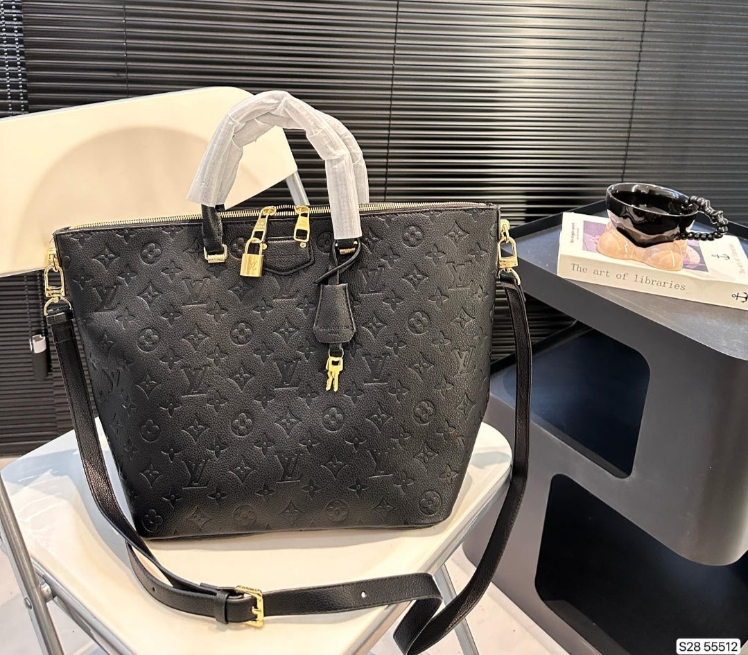PRE-ORDER LV BLACK LOCK ZIP EMBOSSED BAG