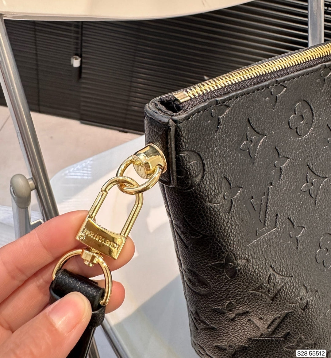 PRE-ORDER LV BLACK LOCK ZIP EMBOSSED BAG