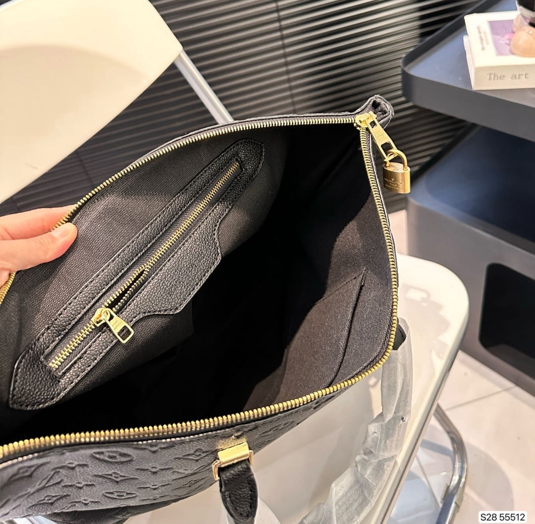 PRE-ORDER LV BLACK LOCK ZIP EMBOSSED BAG