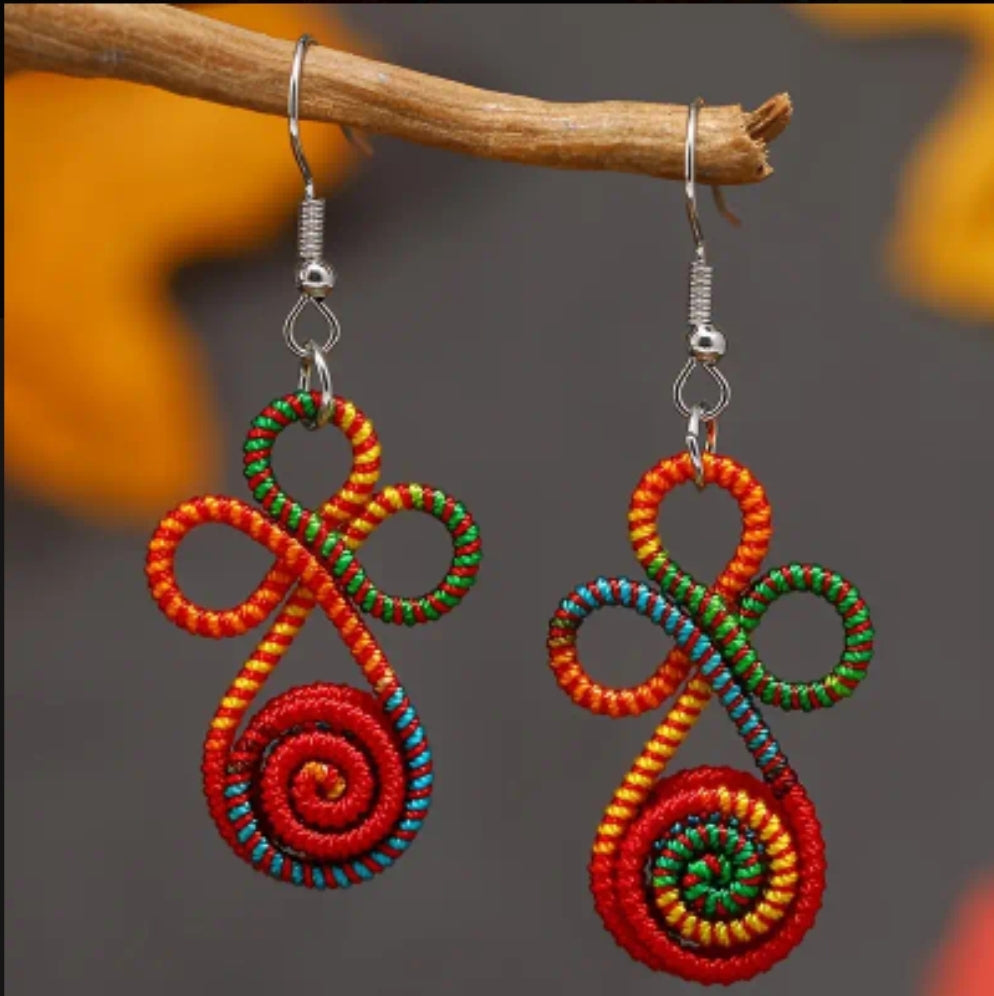 ON HAND MULTICOLORED DANGEL EARRINGS