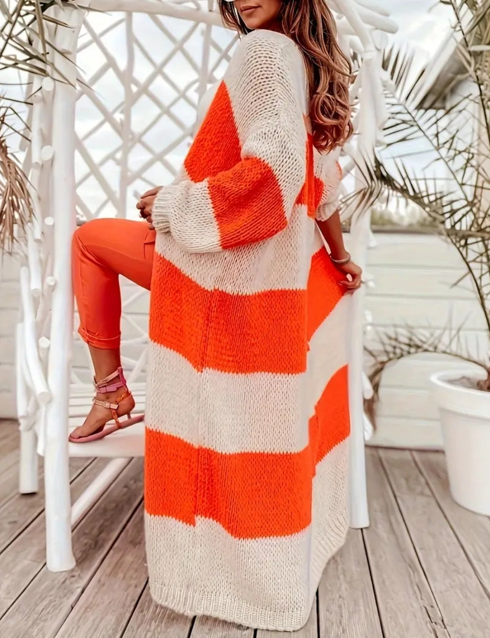 PRE-ORDER ORANGE STRIPE LONG SWEATER