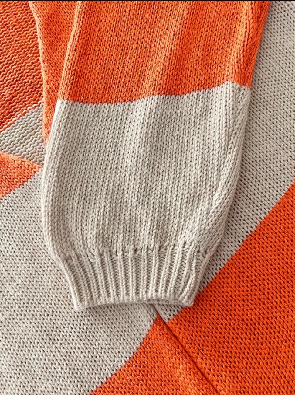 PRE-ORDER ORANGE STRIPE LONG SWEATER