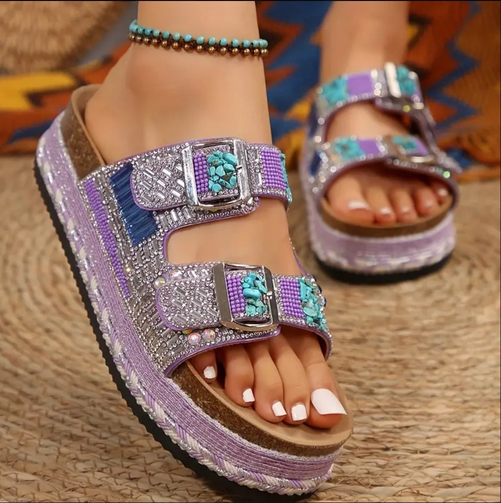 PRE-ORDER TWO STRAP SANDALS RHINESTONE