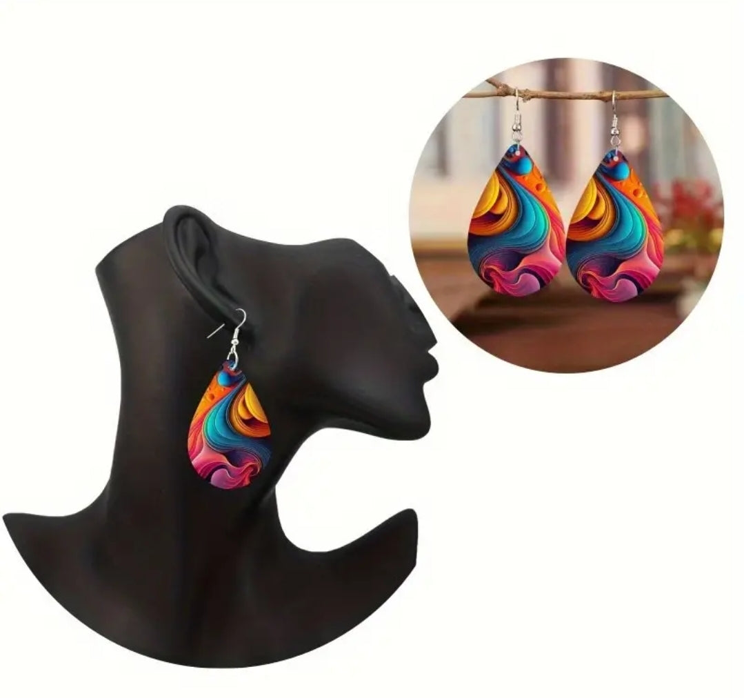 ON HAND TEAR DROP COLORFUL EARRINGS