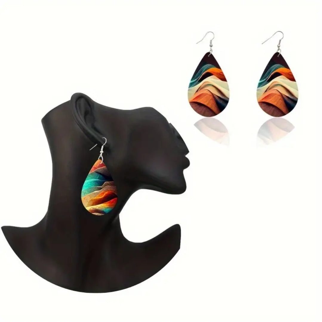 ON HAND TEAR DROP COLORFUL EARRINGS