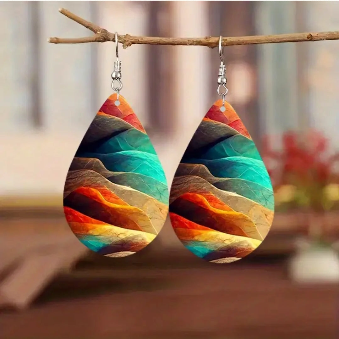 ON HAND TEAR DROP COLORFUL EARRINGS