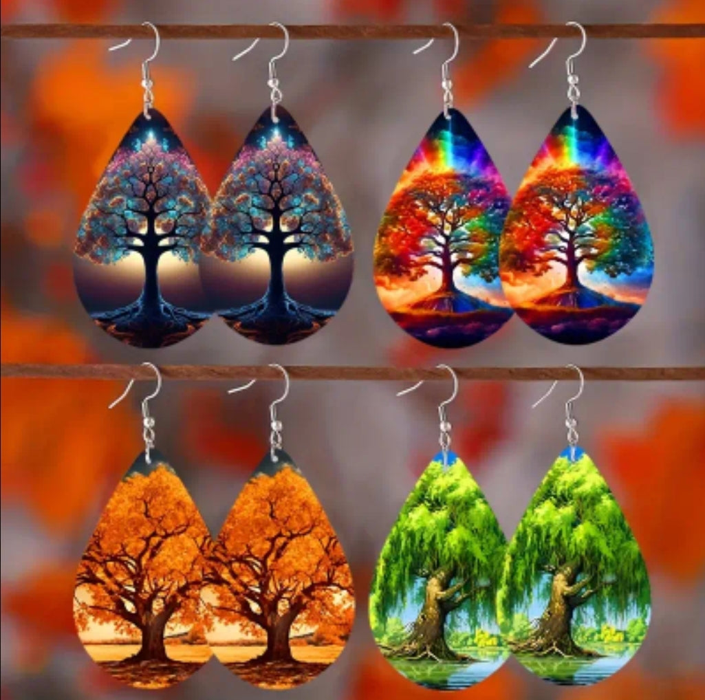 ON HAND TREE TEAR DROP EARRINGS