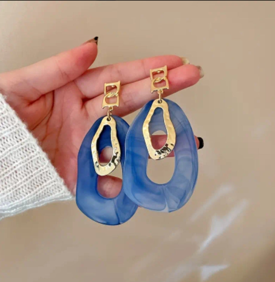 ON HAND BLUE & GOLD EARRINGS