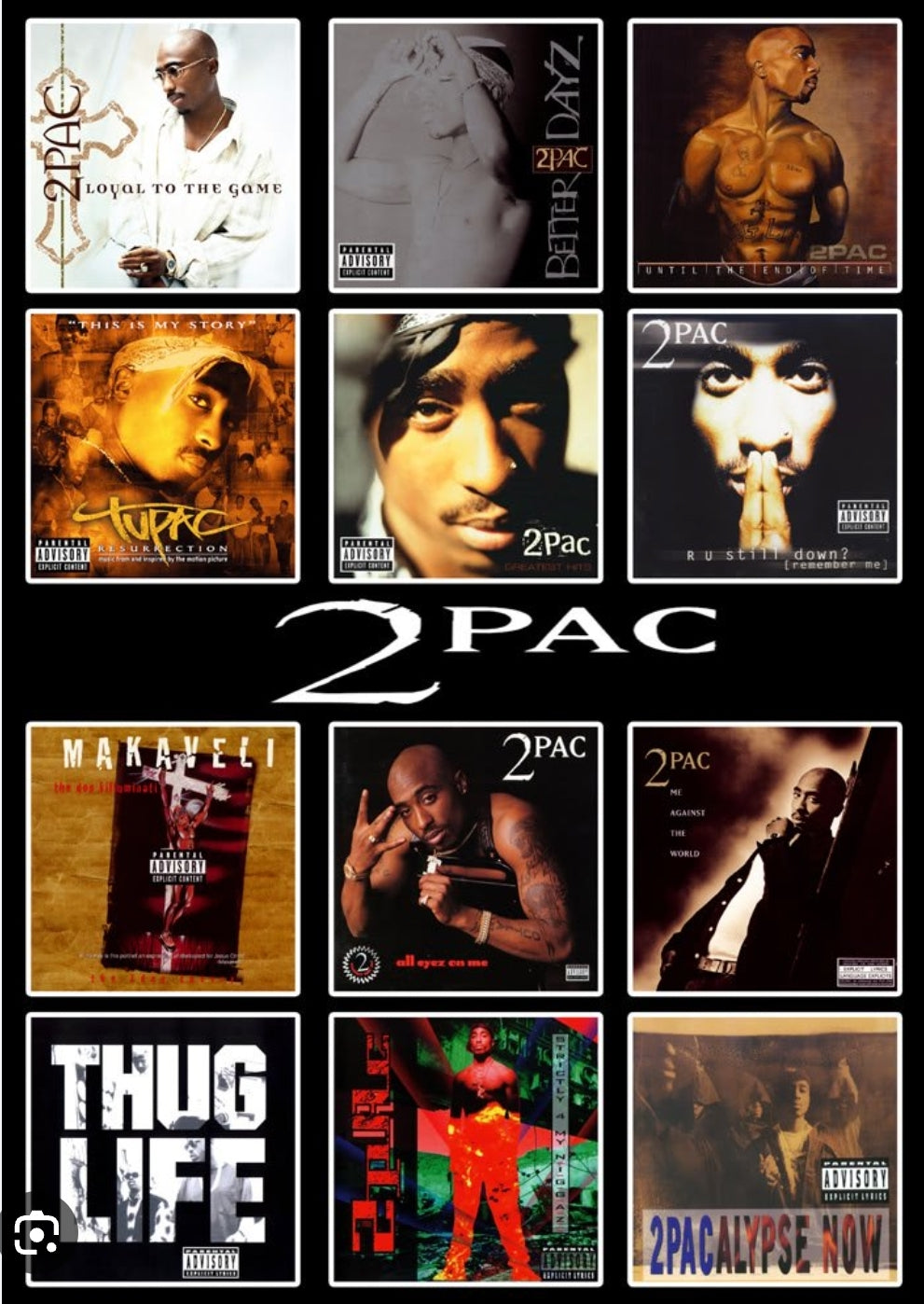 12 ALBUM 2 PAC CUSTOM T-SHIRT