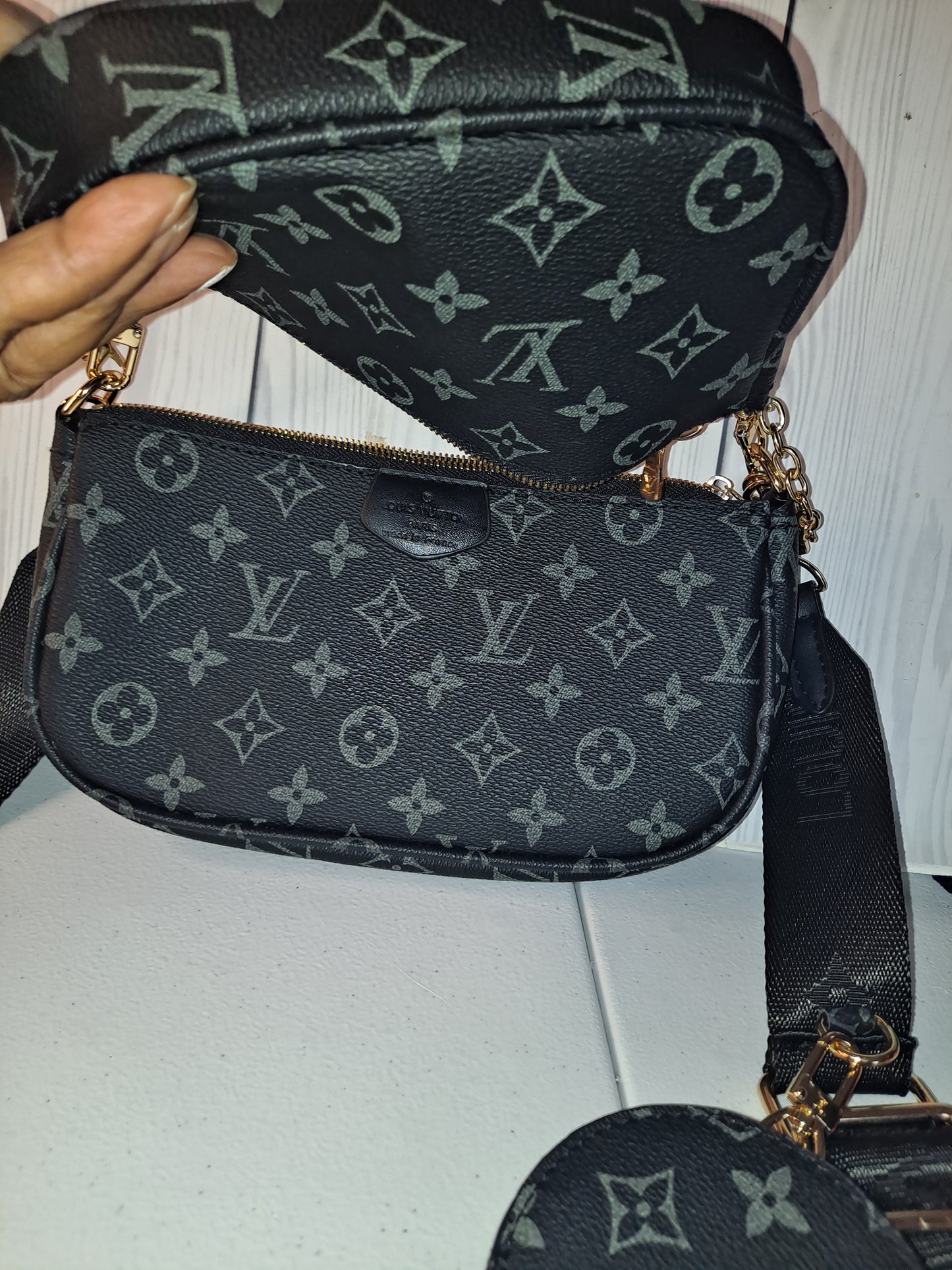 Clearance BLACK LV 3PC CROSSBODY BAG