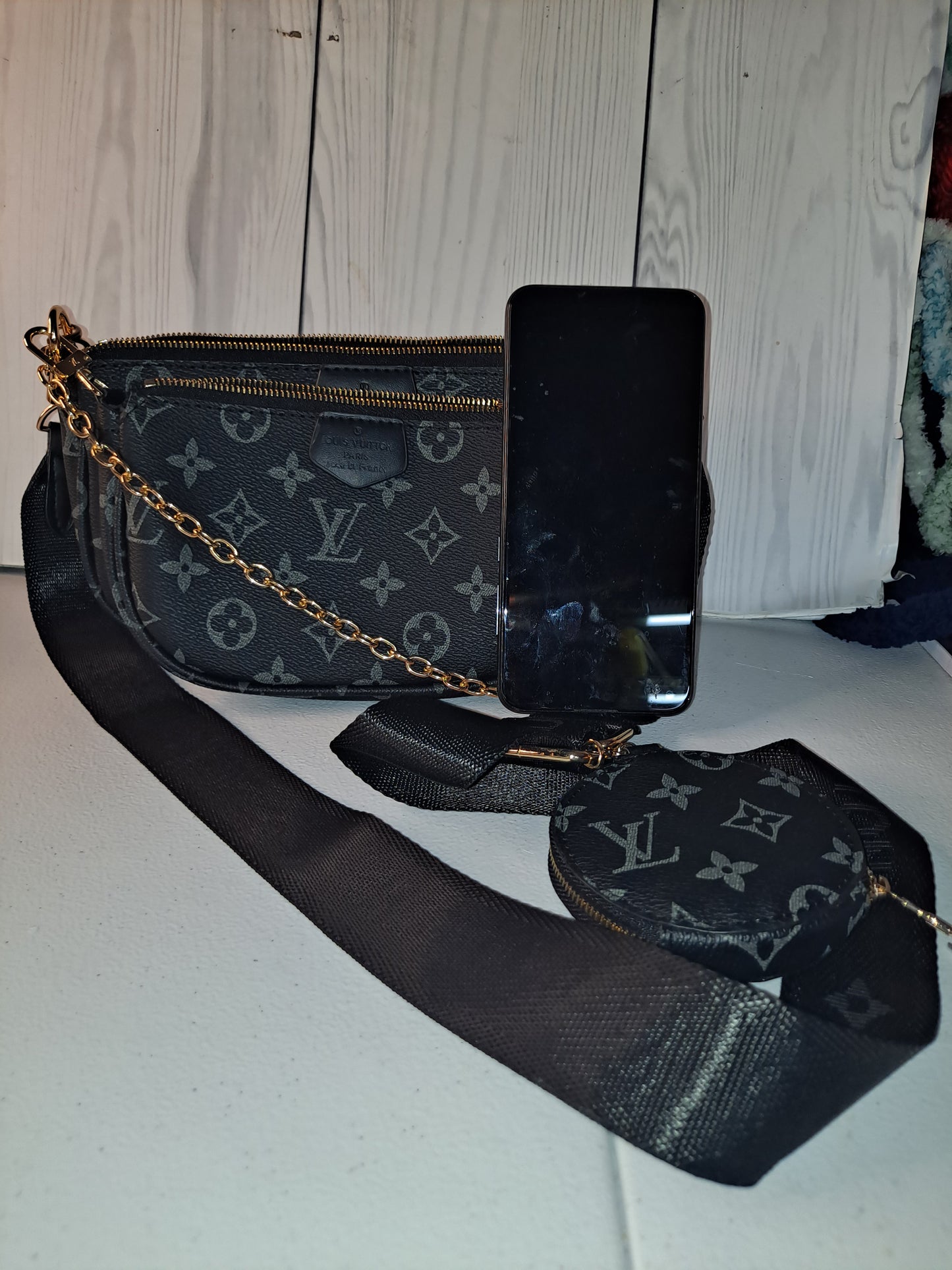 Clearance BLACK LV 3PC CROSSBODY BAG