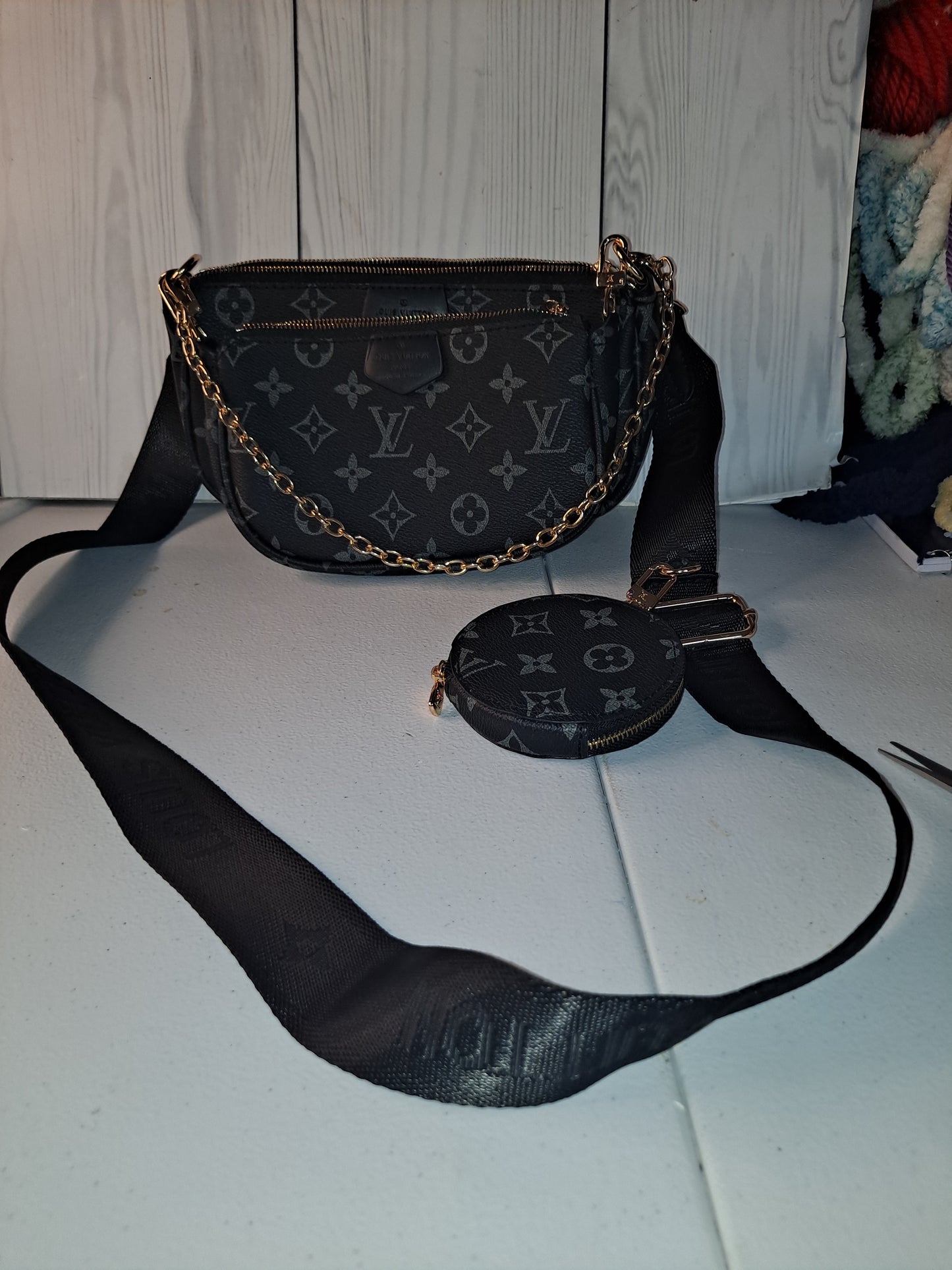 Clearance BLACK LV 3PC CROSSBODY BAG