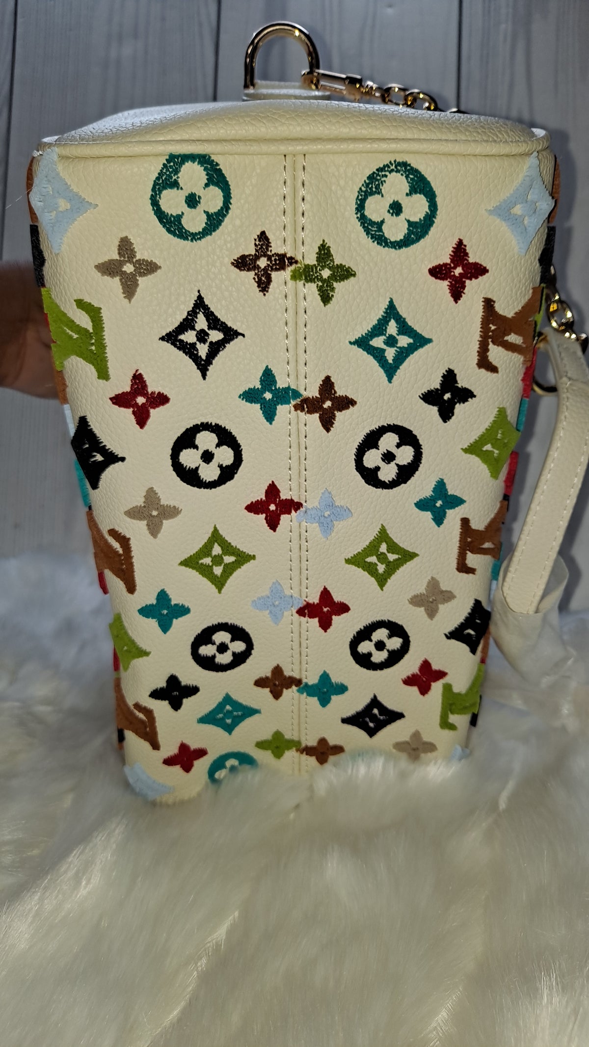 LOUISV WHITE MULTICOLOR 30" CM SPEEDY CROSSBODY BAG