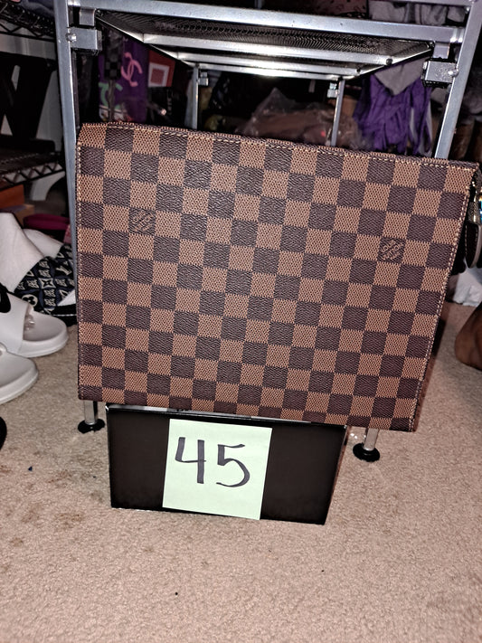 #45 LV Brown check clutch Bag. CLEARANCE