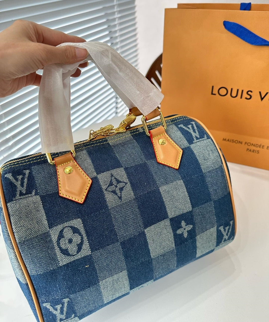 LV DENIM SPEEDY CROSSBODY BAG 73420170