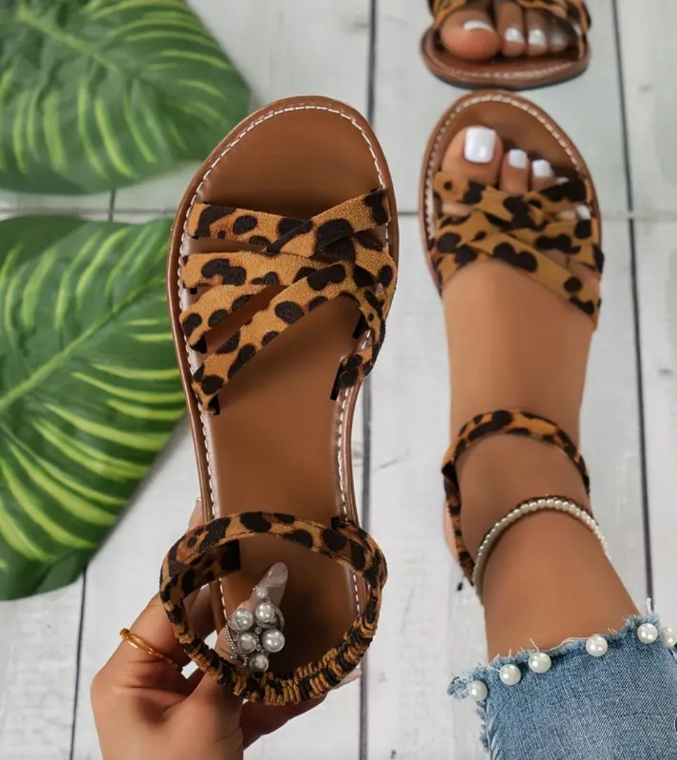 LEOPARD ANKLE SANDALS