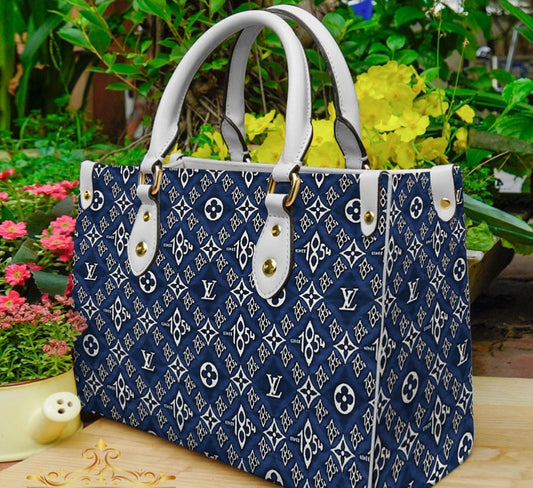 BLUE LV TOTE 3D PRINT BAGS WITH CROSSBODY STRAP