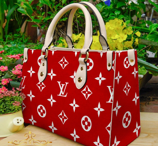 RED LV TOTE 3D PRINT BAGS WITH CROSSBODY STRAP