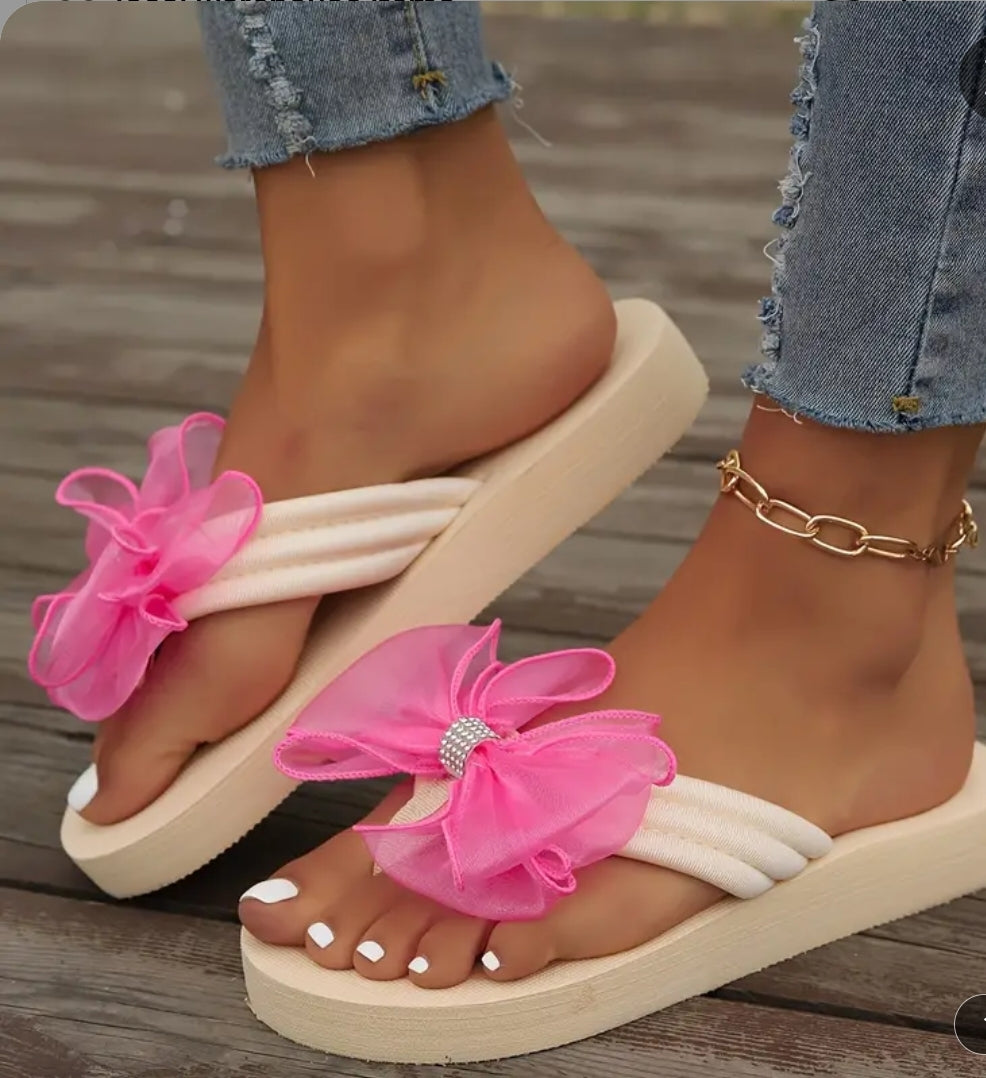 PINK BOW FLIP FLOPS