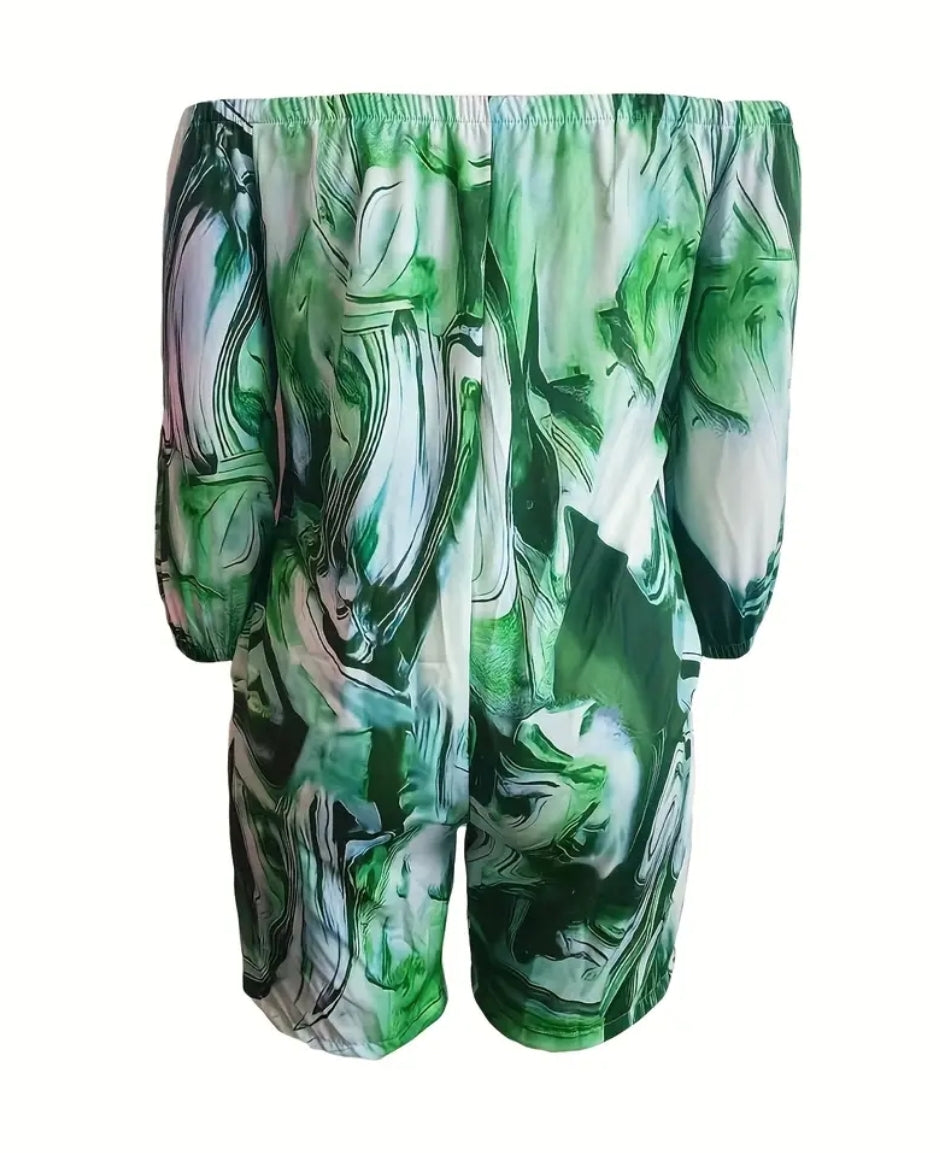 GREEN SWIRLY ROMPER OUTFIT