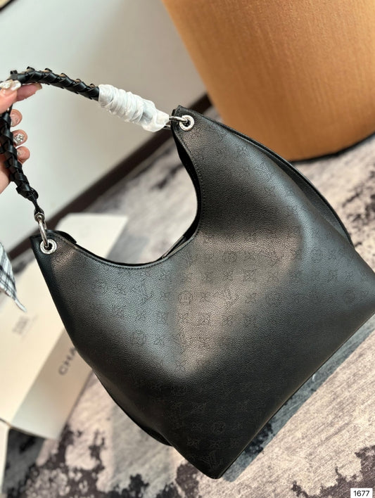 BLACK LV HOBO EMBOSSED BAG