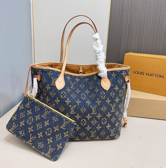 LV DENIM NEVERFULL BAG