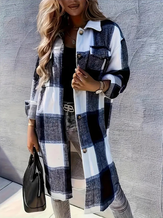 PLAID LONG CARDIGAN