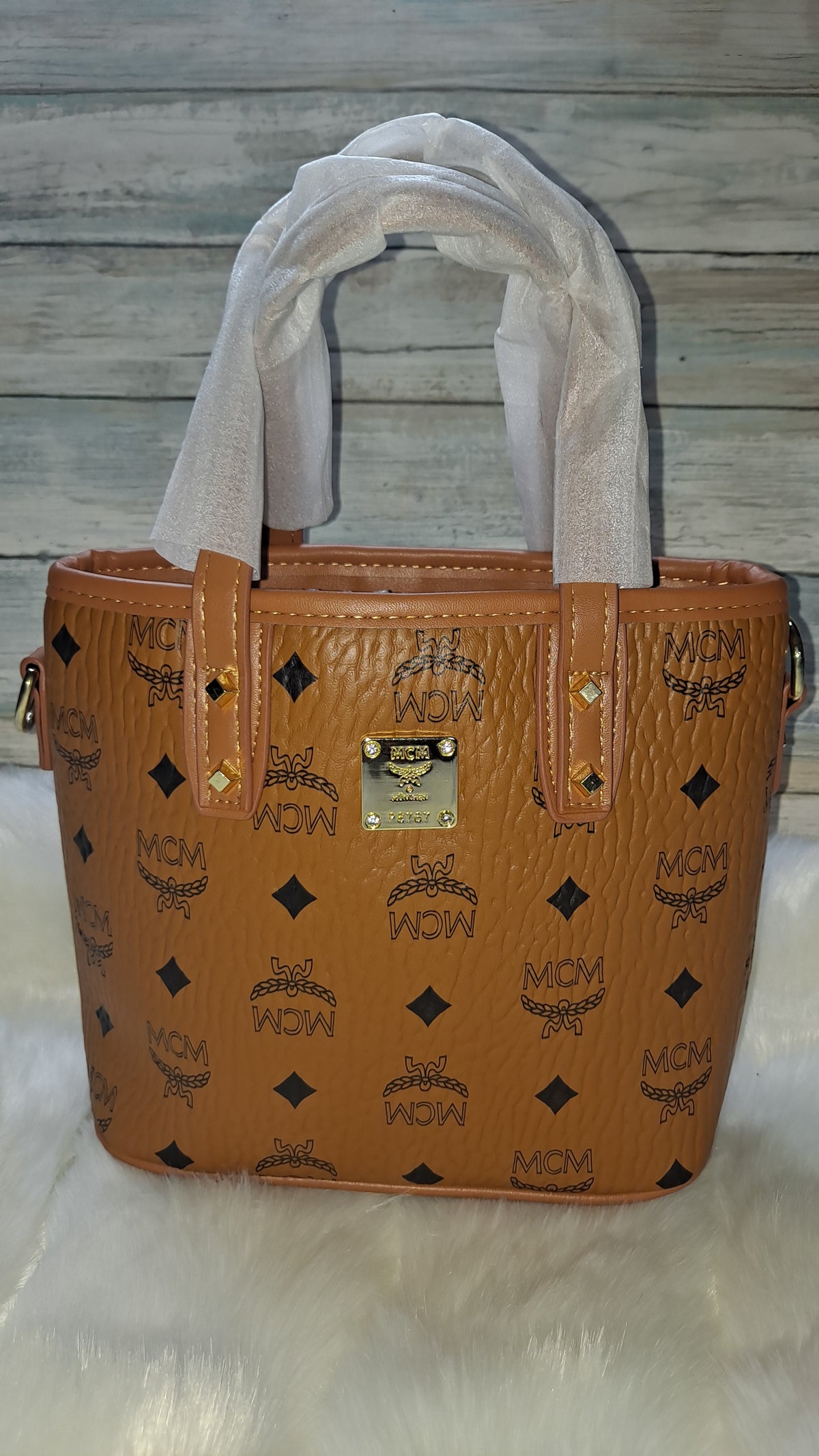 M(M TAN MINI CROSSBODY BAG