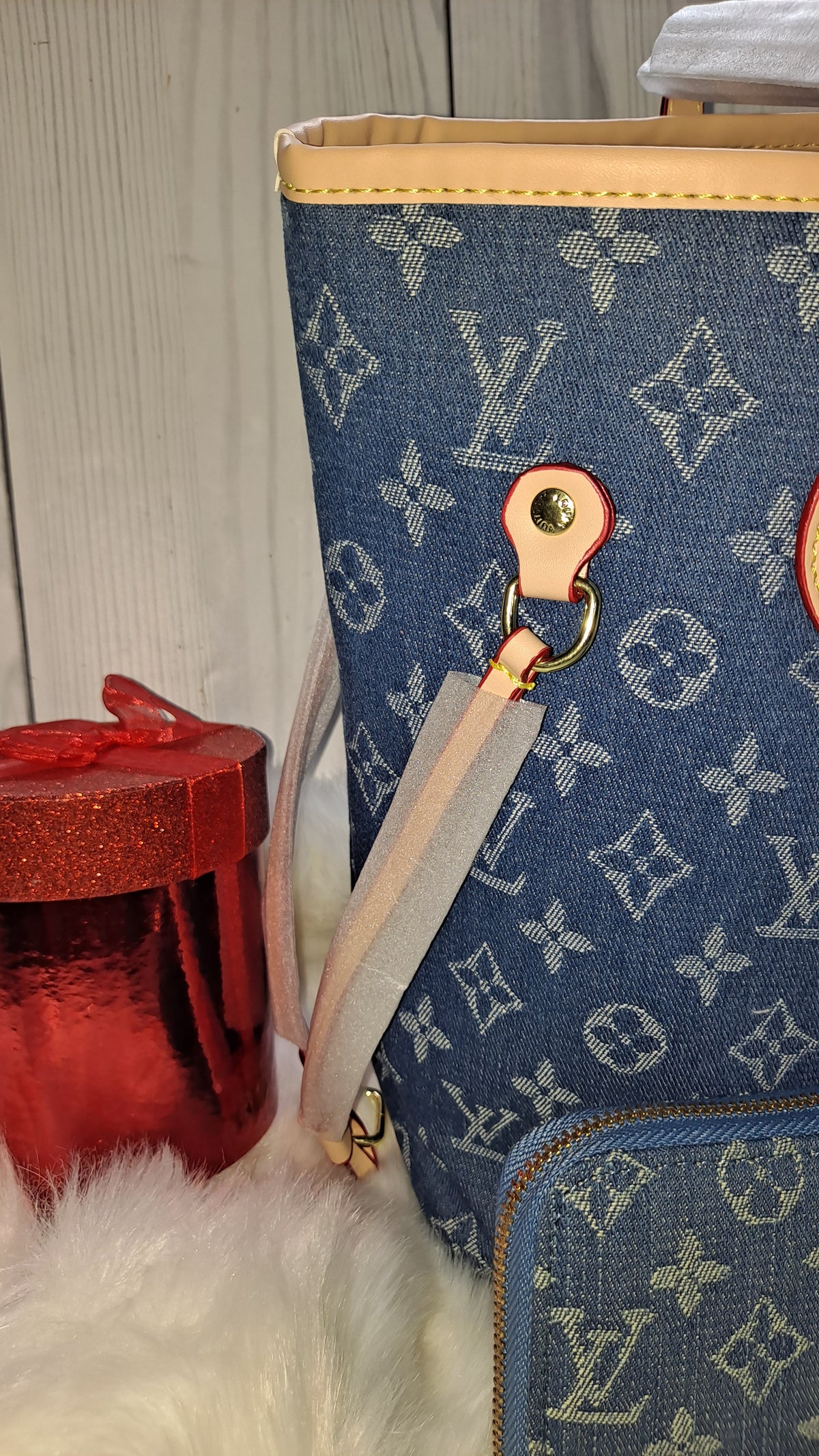 LOUISV DENIM NEVERFULL BAG