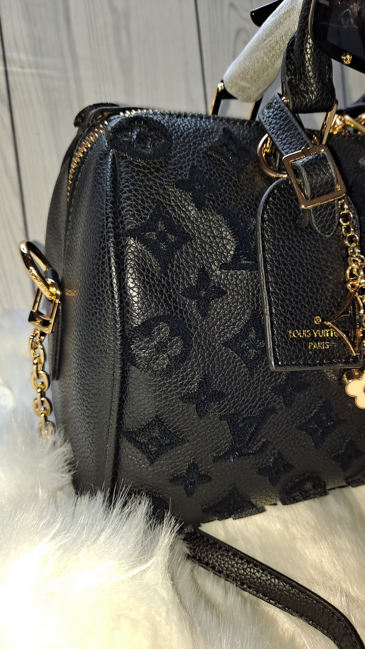 LOUISV BLACK 30" CM SPEEDY CROSSBODY