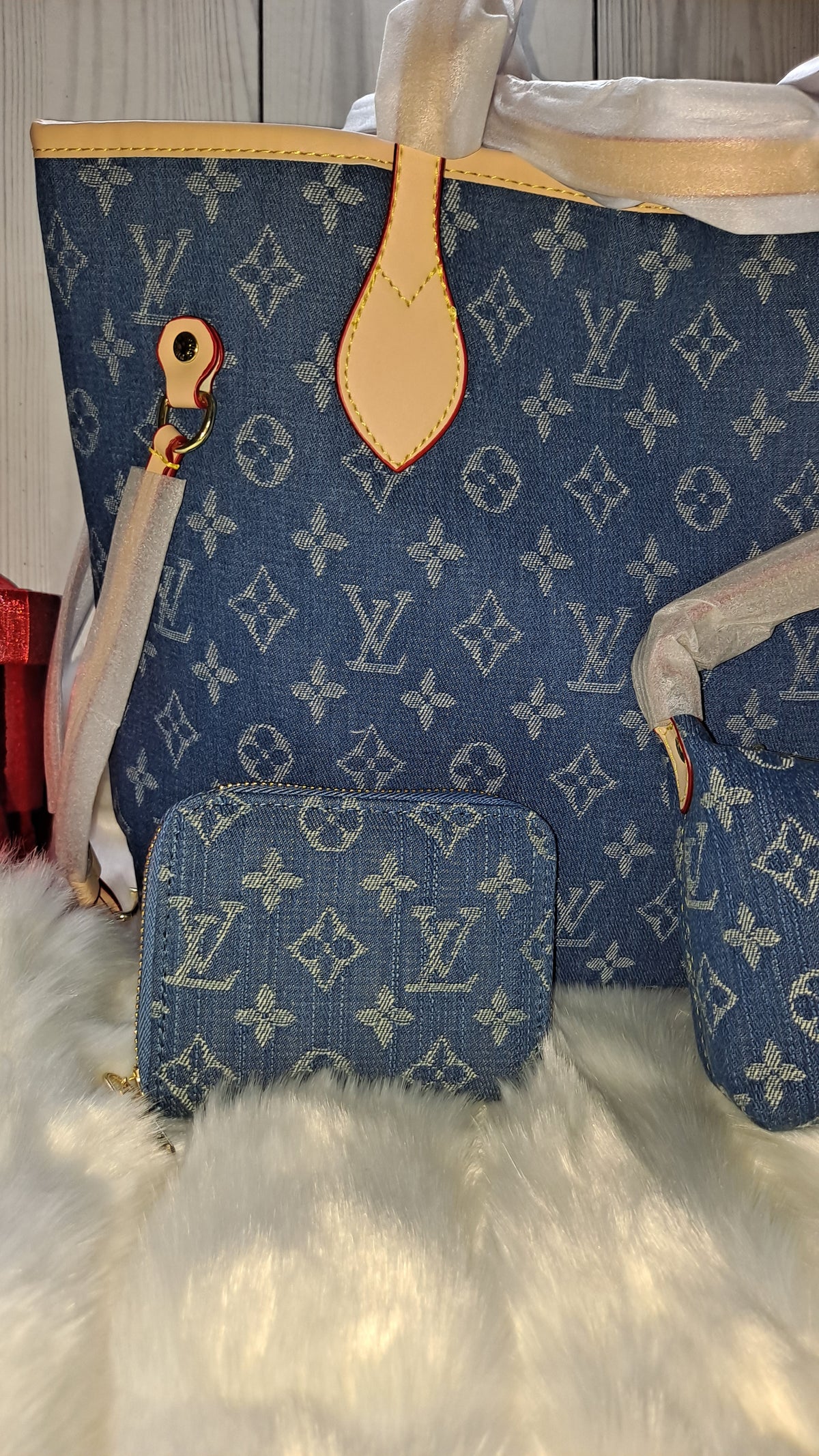 LOUISV DENIM NEVERFULL BAG