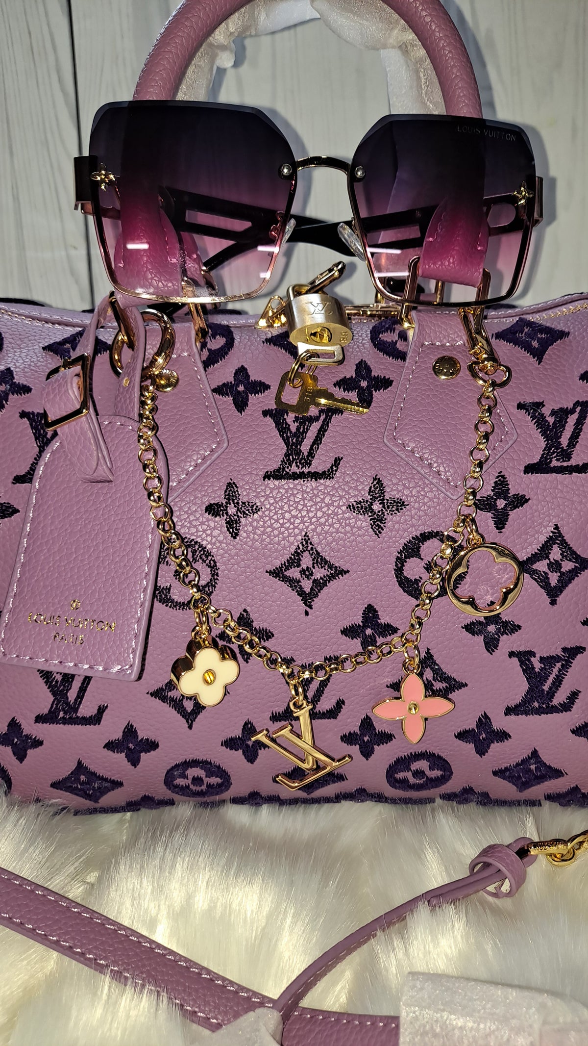 LOUISV PURPLE 30" CM SPEEDY CROSSBODY BAG