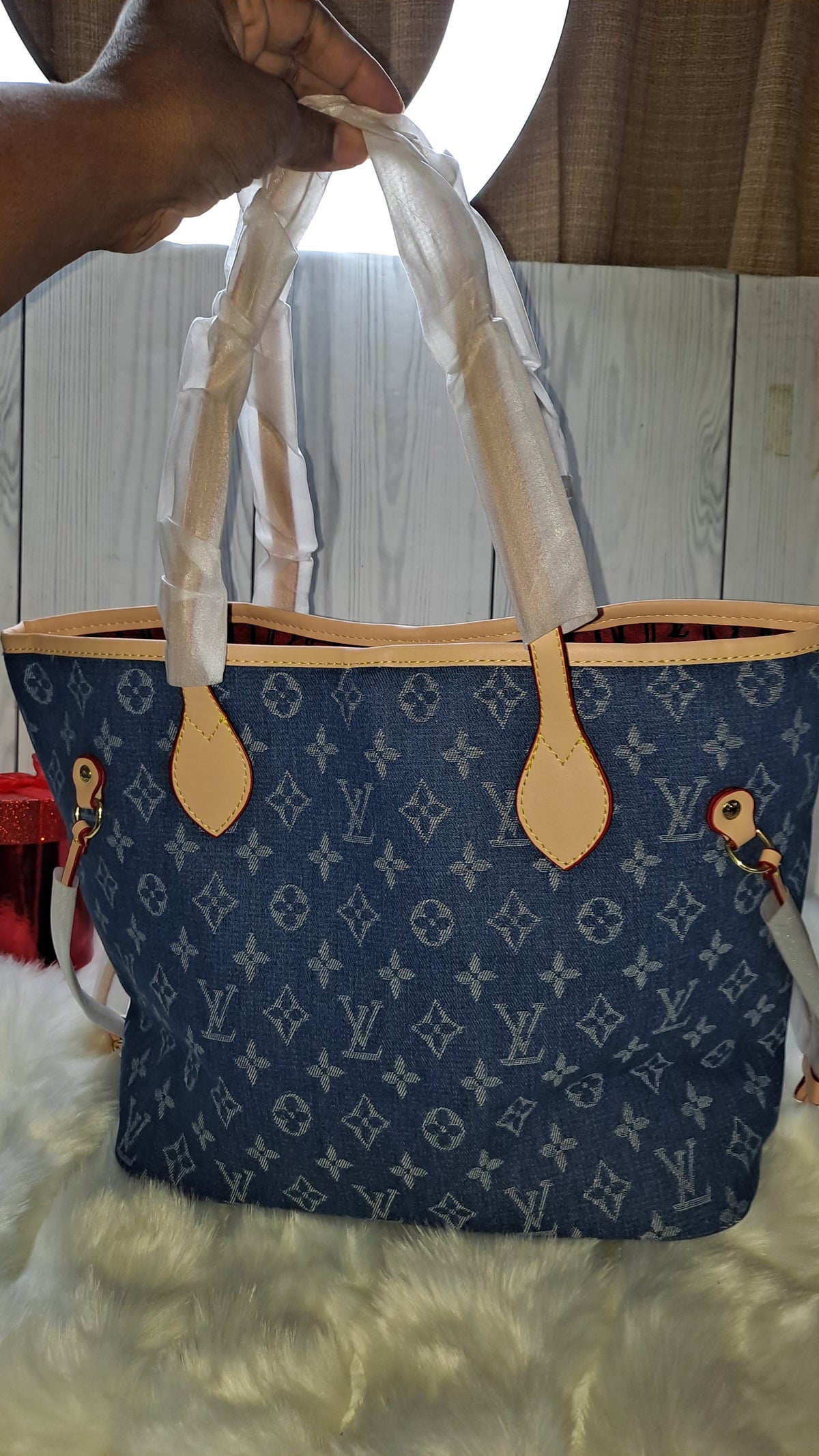 LOUISV DENIM NEVERFULL BAG