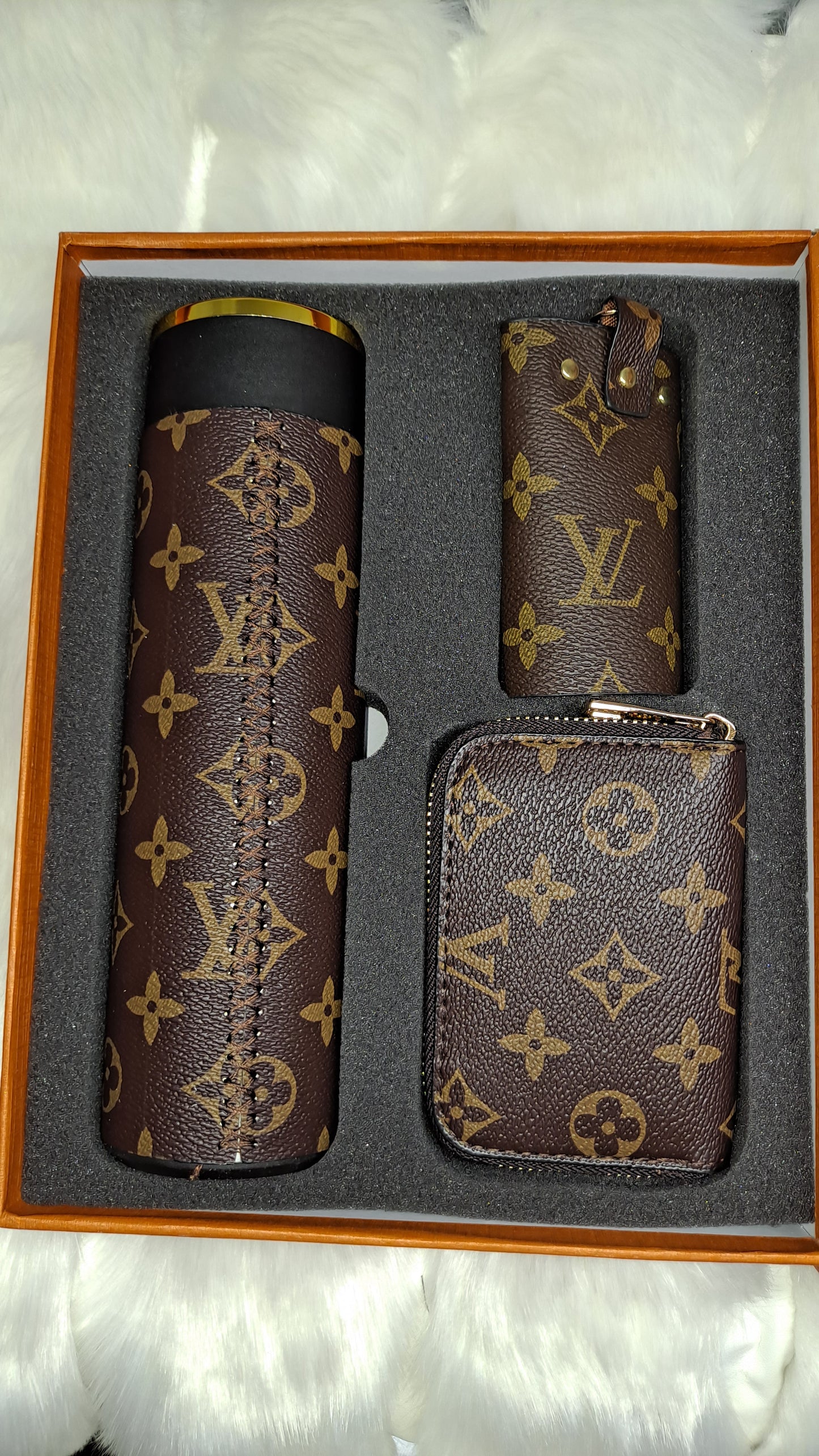 LV 3pc SET KEYHOLDER, WALLET BAG & WATER BOTTLE.