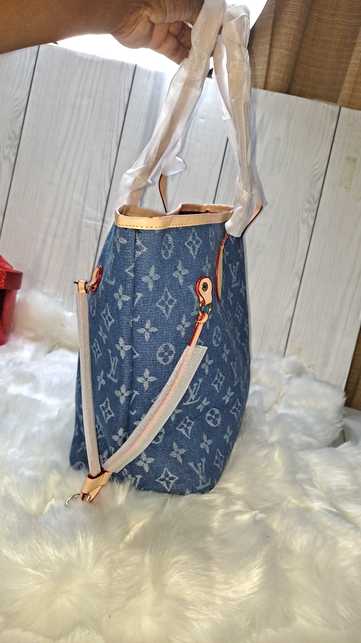 LOUISV DENIM NEVERFULL BAG
