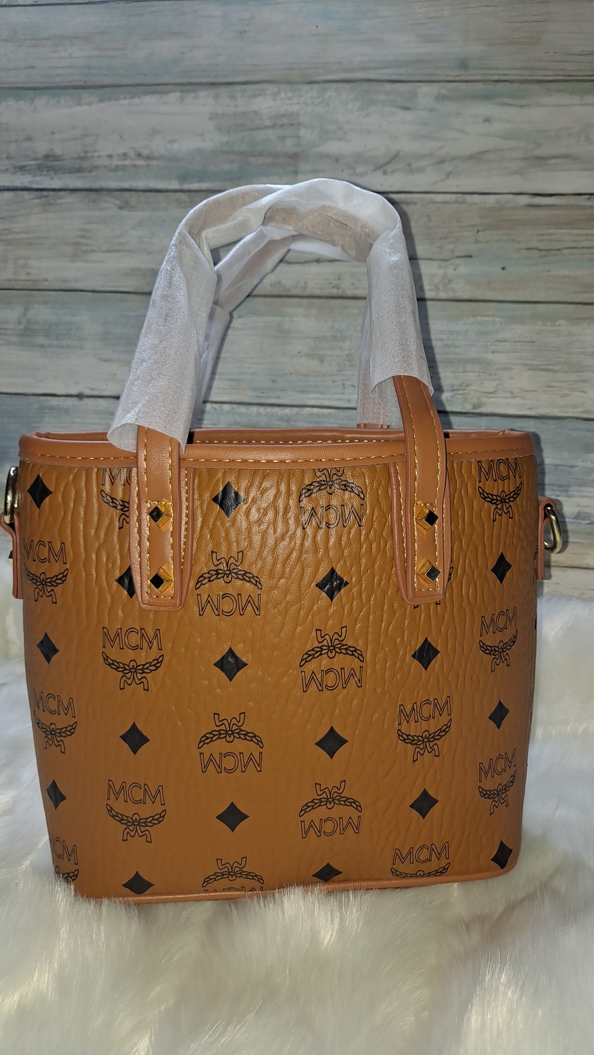 M(M TAN MINI CROSSBODY BAG