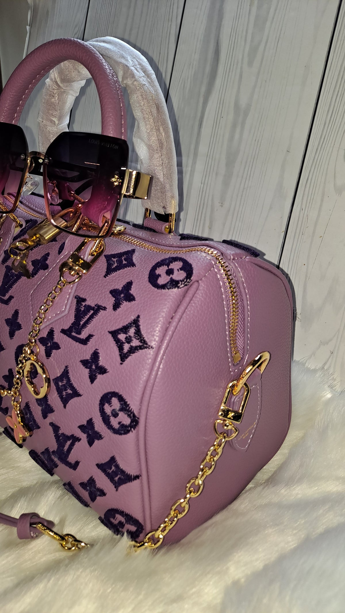 LOUISV PURPLE 30" CM SPEEDY CROSSBODY BAG