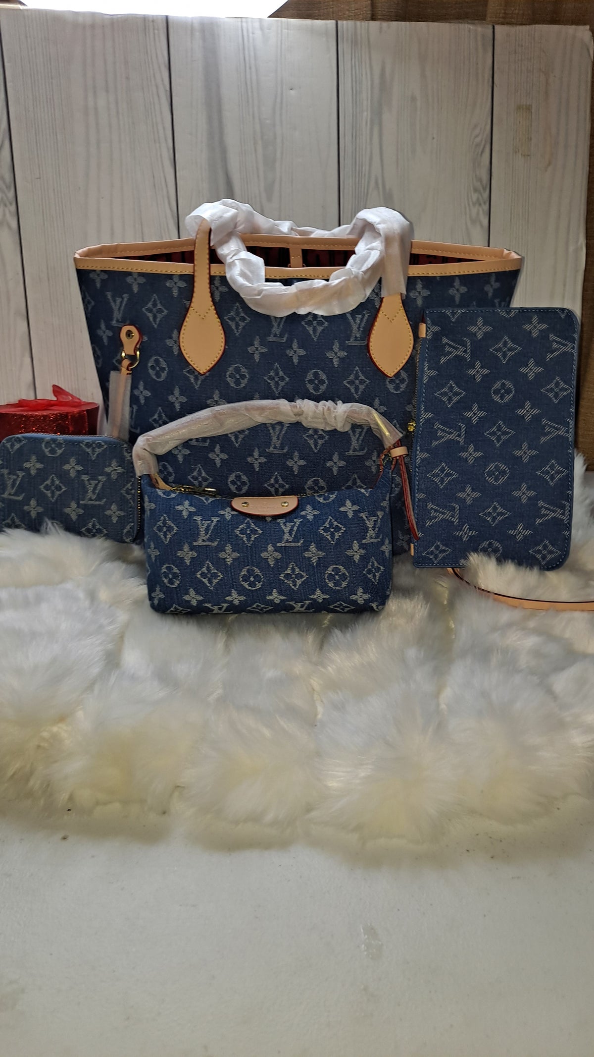 LOUISV DENIM NEVERFULL BAG